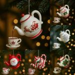 Vintage Christmas Teapot Ornament for Tea Lovers