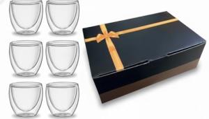 Set of 6 Double-Wall Glass Mugs, 80ml