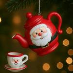 Vintage Christmas Teapot Ornament for Tea Lovers