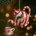 Vintage Christmas Teapot Ornament for Tea Lovers
