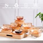 Amber Glass Tea Cups and Saucers Set of 6