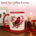 Red Cardinal Ceramic Mug - Floral Bird Design