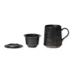 Geometric Black Tea Cup with Infuser and Lid