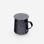 Geometric Black Tea Cup with Infuser and Lid
