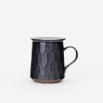 Geometric Black Tea Cup with Infuser and Lid