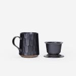 Geometric Black Tea Cup with Infuser and Lid