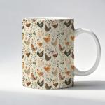 Rustic Floral Chicken Mug for Farmhouse Lovers