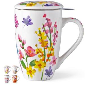 Large Ceramic Tea Mug with Infuser and Lid