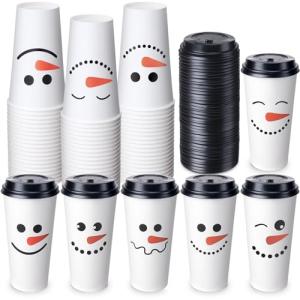 120 Pcs Christmas Snowman Paper Cups for Drinks
