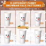120 Pcs Christmas Snowman Paper Cups for Drinks
