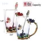 Floral Glass Tea Cups with Spoons - Set of 2