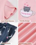 Gray Teacup Cat Summer Pajamas for Girls