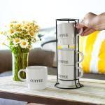Stackable Coffee Mug Tower Set with Rack