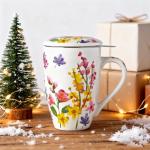 Large Ceramic Tea Mug with Infuser and Lid