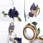 Floral Glass Tea Cups with Spoons - Set of 2