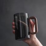 Borosilicate Glass Coffee Mug with Walnut Handle