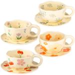 Set of 4 Vintage Flower Cappuccino Cups