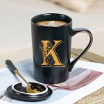 Personalized Letter K Coffee Mug with Flowers