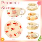 Set of 4 Vintage Flower Cappuccino Cups