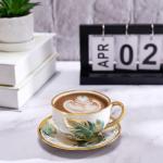 Golden Handle Ceramic Tea Cups with Saucer Set