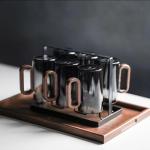 Borosilicate Glass Coffee Mug with Walnut Handle