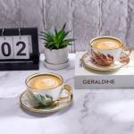 Golden Handle Ceramic Tea Cups with Saucer Set
