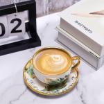 Golden Handle Ceramic Tea Cups with Saucer Set