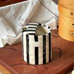 Retro Striped Ceramic Coffee Mug - 10oz Green