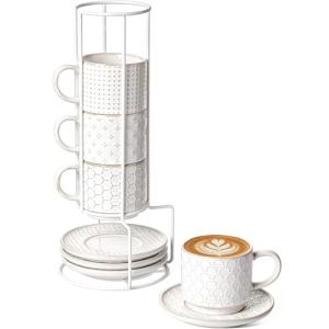 LE TAUCI Stackable Ceramic Coffee Cup Set
