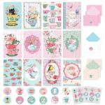 24 Pack Cute Tea Cup Note Cards with Envelopes