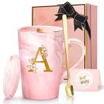 Personalized Pink Marble Ceramic Mug for Her