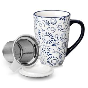 Floral Bloom Porcelain Tea Mug with Infuser