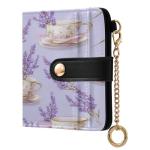 Lavender Teacup Pattern RFID Wallet for Women
