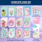 24 Pack Cute Tea Cup Note Cards with Envelopes