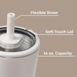 Ceramic-Lined Insulated Travel Tumbler with Straw
