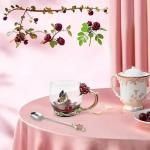 Flower Glass Tea Cup with Spoon - Perfect Gift
