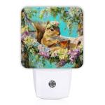 Squirrel Night Light Tea Cup Floral Design