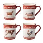Set of 4 Vintage Farm Animal Coffee Mugs