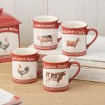 Set of 4 Vintage Farm Animal Coffee Mugs