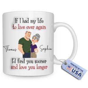 Wrappiness Coffee Mug If I Had My Life To Live Over Again - Valentine Mugs Gift for Couple, Cup For wife Husband Girlfriend Boyfriend - Personalized Anniversary Wedding Gifts for Couple