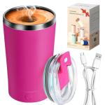 hatisan Self Stirring Coffee Mug With Lid Electric High Speed Self Stirring Mug 400ml Rechargeable Detachable Stainless Steel Self Stirring Cup for Coffee, Milk, Cocoa Christmas Gift(Rose red)