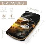 Cup of Tea Wallet Multifunctional Leather Wallets for Men Compact Long Wallet Credit Card Holder Passport Bag