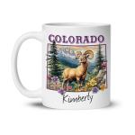 Mountain Landscape Design Mug 11oz 15oz, Personalized Colorado State Ceramic Cup, Customized Coffee Mug For Wildlife Lovers, US State White Cup, Custom Name Nature Inspired Mug