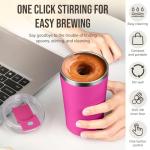 hatisan Self Stirring Coffee Mug With Lid Electric High Speed Self Stirring Mug 400ml Rechargeable Detachable Stainless Steel Self Stirring Cup for Coffee, Milk, Cocoa Christmas Gift(Rose red)