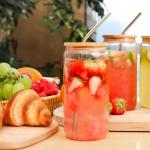 ASKIZ 16Pcs Glass Cups With Bamboo Lids and Straws,16Oz Ice Coffee Cup,Drinking Glasses Cups Set,Water Bottles Glasses for Juicing,Beer,Coffee,Soda,Tea-Glass Tumbler Reusable for Gifts