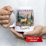 Mountain Landscape Design Mug 11oz 15oz, Personalized Colorado State Ceramic Cup, Customized Coffee Mug For Wildlife Lovers, US State White Cup, Custom Name Nature Inspired Mug