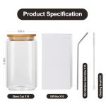 ASKIZ 16Pcs Glass Cups With Bamboo Lids and Straws,16Oz Ice Coffee Cup,Drinking Glasses Cups Set,Water Bottles Glasses for Juicing,Beer,Coffee,Soda,Tea-Glass Tumbler Reusable for Gifts