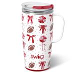 Swig Life 22oz Travel Mug, Insulated Tumbler with Handle and Lid, Travel Coffee Mug, Cup Holder Friendly, Stainless Steel 22 oz Tumbler, Reusable Insulated with Lid (We've Got Spirit Crimson)
