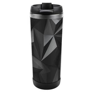 BTCOWZRV Black Geometric Coffee Tumbler for Travel, Vacuum Insulated Tumbler for Outdoor, Stainless Steel Tea Cup with Lid for Office, Multifunctional Water Mug for Fitness