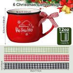 Sawysine Christmas Coffee Mugs Set of 6, 12 oz Ceramic Mug Gift Holiday Hot Cocoa for Family Mom Woman Friend Farmhouse (Classic Style)